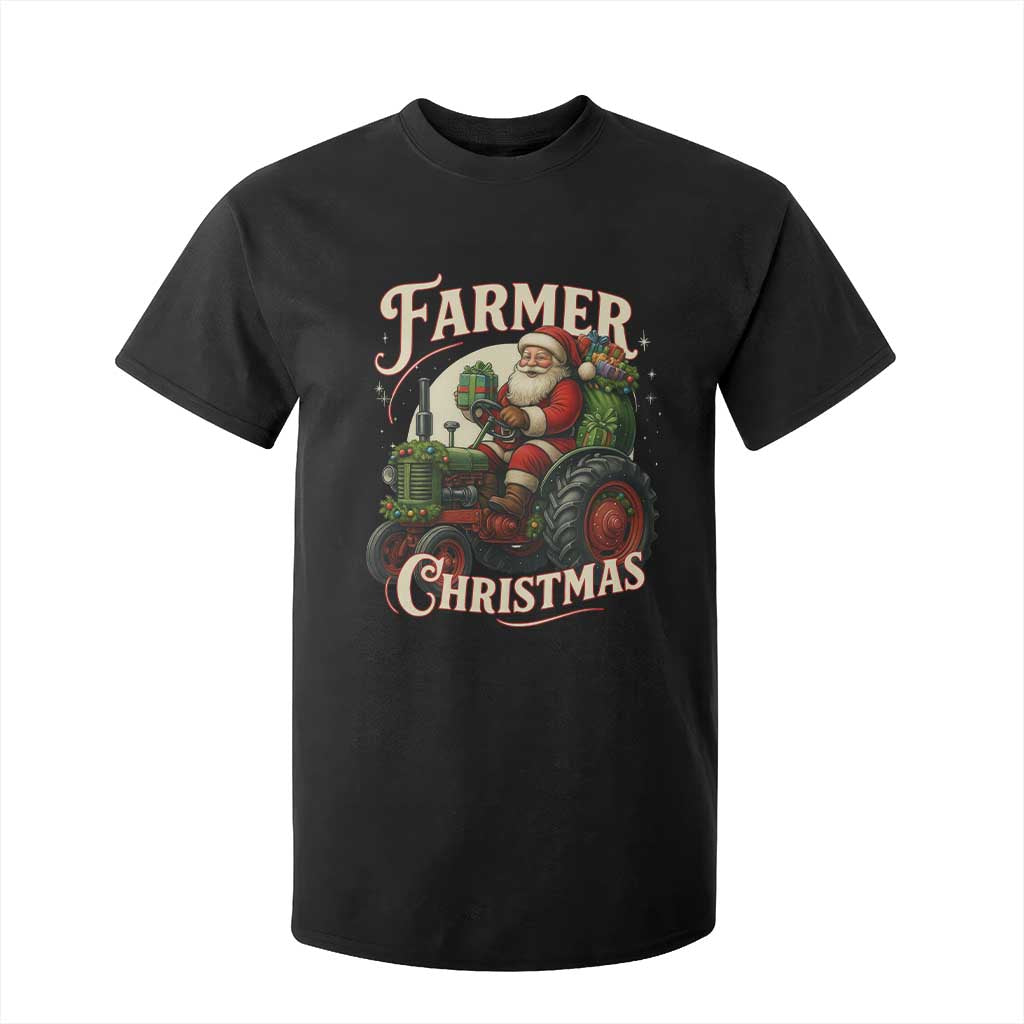Funny Farmer Christmas Xmas Santa Farm Tractor T Shirt For Kid TS11 Black Print Your Wear