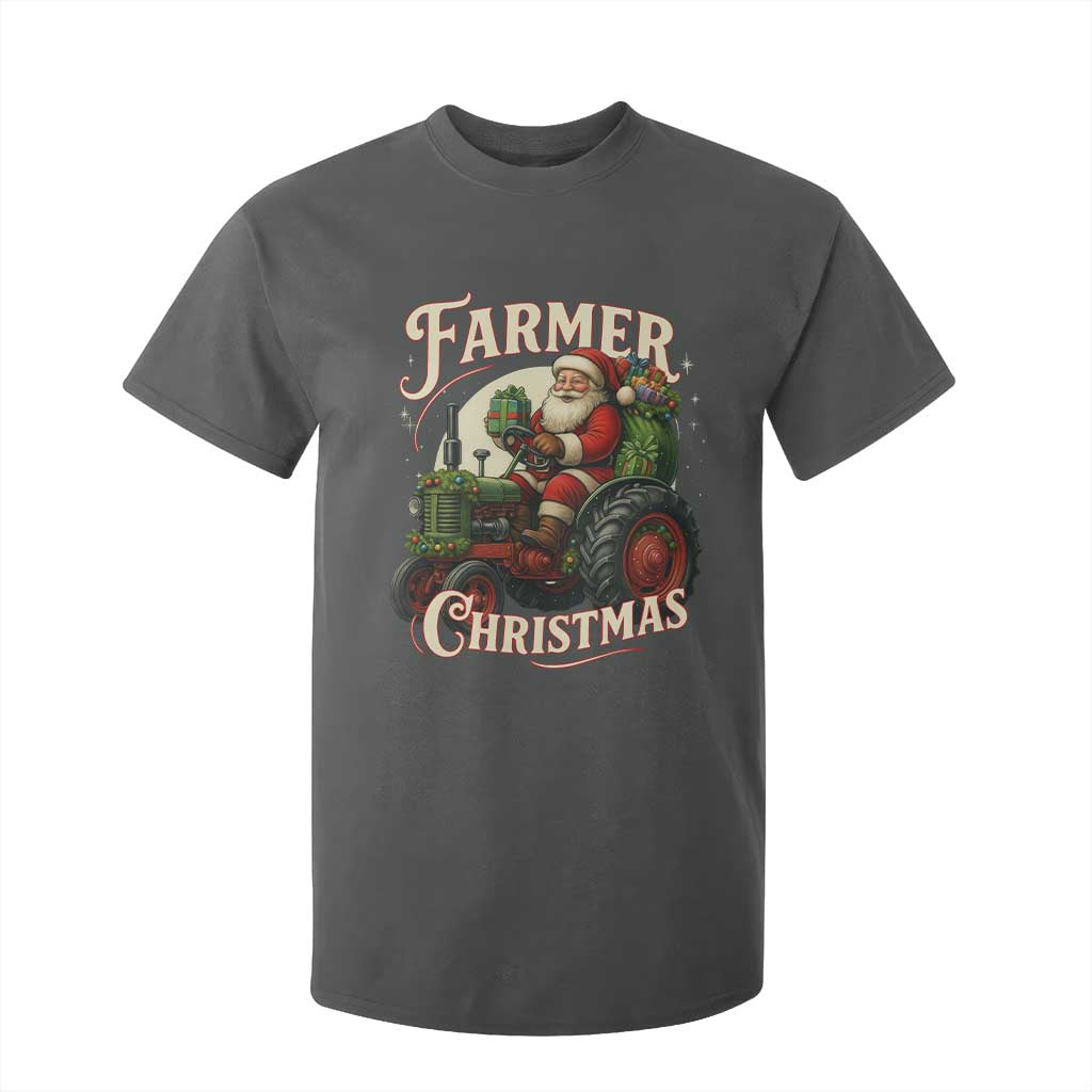 Funny Farmer Christmas Xmas Santa Farm Tractor T Shirt For Kid TS11 Dark Heather Print Your Wear