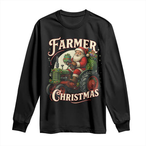 Funny Farmer Christmas Xmas Santa Farm Tractor Long Sleeve Shirt TS11 Black Print Your Wear