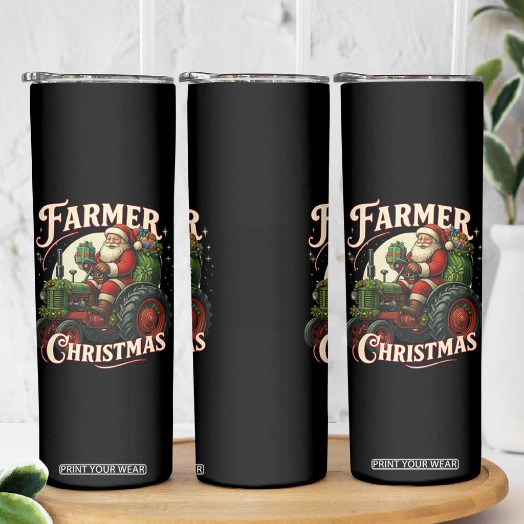 Funny Farmer Christmas Xmas Santa Farm Tractor Skinny Tumbler TS11 Print Your Wear