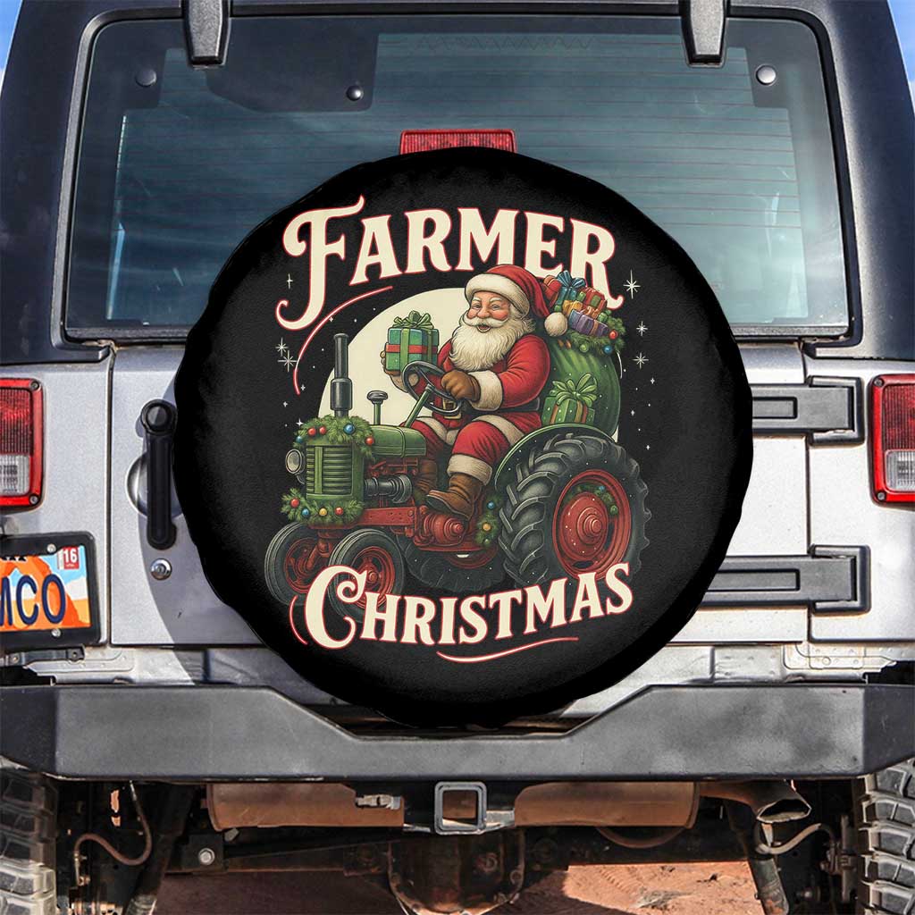 Funny Farmer Christmas Xmas Santa Farm Tractor Spare Tire Cover TS11 No hole Black Print Your Wear