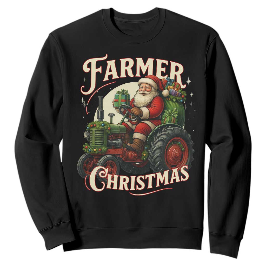 Funny Farmer Christmas Xmas Santa Farm Tractor Sweatshirt TS11 Black Print Your Wear