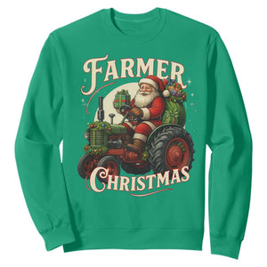 Funny Farmer Christmas Xmas Santa Farm Tractor Sweatshirt TS11 Irish Green Print Your Wear