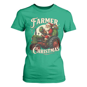 Funny Farmer Christmas Xmas Santa Farm Tractor T Shirt For Women TS11 Irish Green Print Your Wear