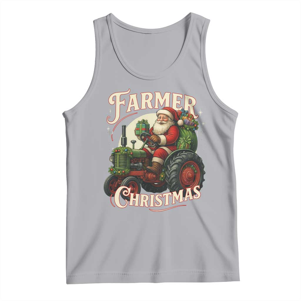 Funny Farmer Christmas Xmas Santa Farm Tractor Tank Top - Print Your Wear