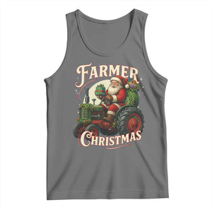Funny Farmer Christmas Xmas Santa Farm Tractor Tank Top TS11 Black Heather Print Your Wear