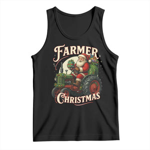 Funny Farmer Christmas Xmas Santa Farm Tractor Tank Top - Print Your Wear