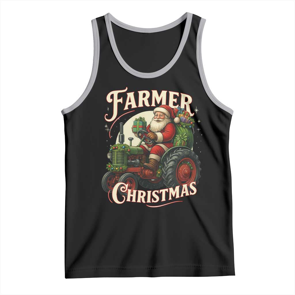 Funny Farmer Christmas Xmas Santa Farm Tractor Tank Top TS11 Black Athletic Heather Print Your Wear