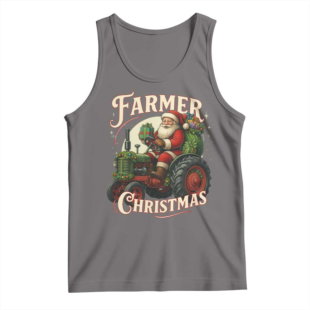 Funny Farmer Christmas Xmas Santa Farm Tractor Tank Top - Print Your Wear