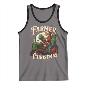 Funny Farmer Christmas Xmas Santa Farm Tractor Tank Top - Print Your Wear