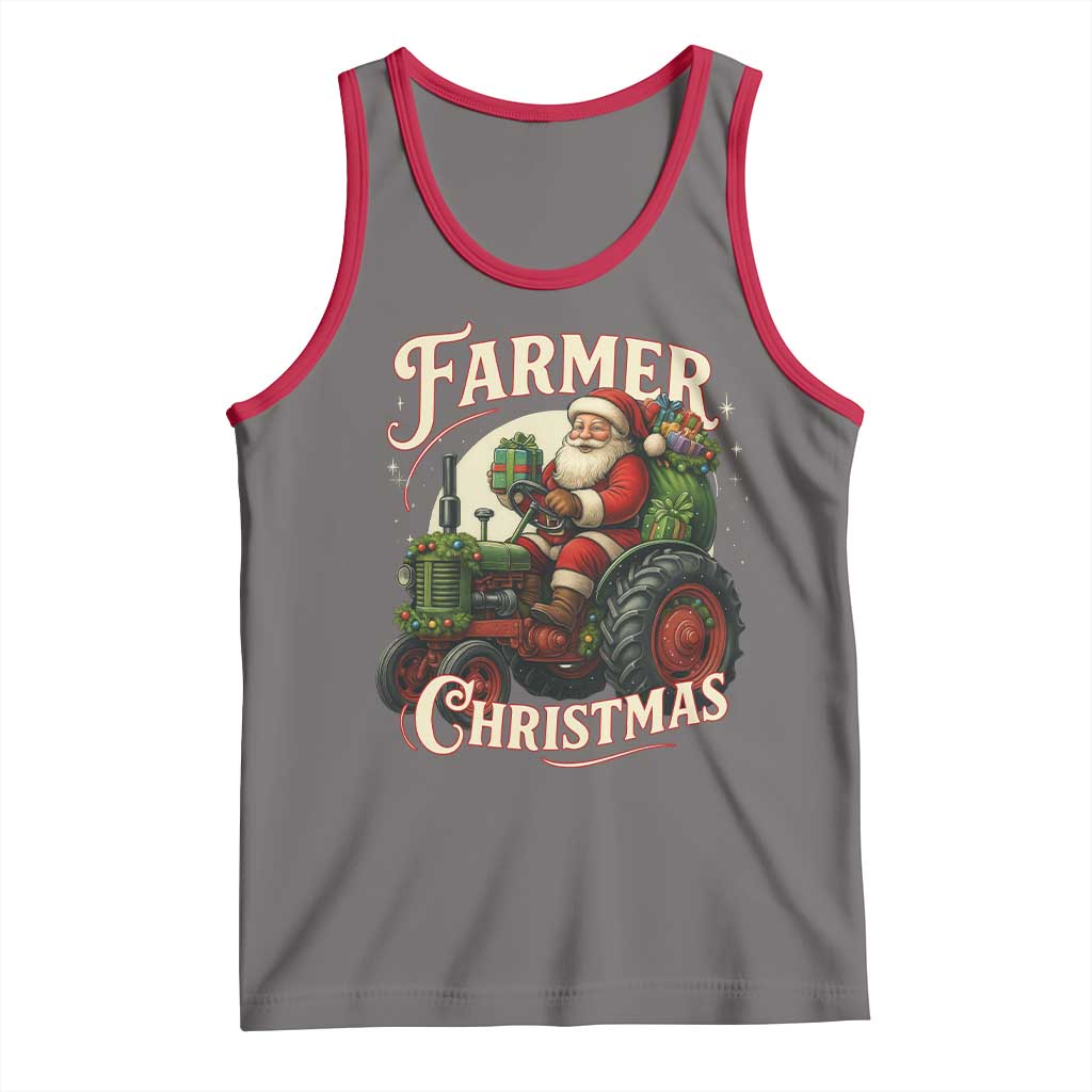 Funny Farmer Christmas Xmas Santa Farm Tractor Tank Top TS11 Deep Heather Red Print Your Wear