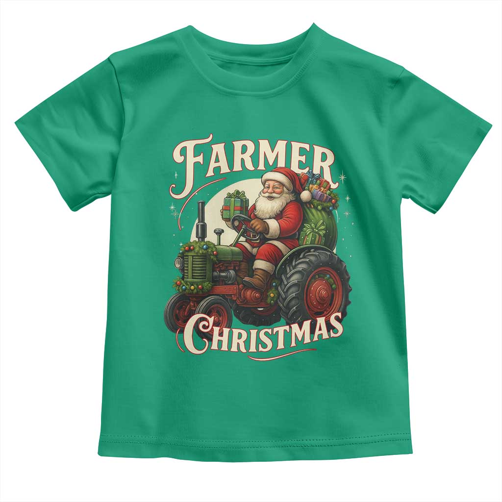 Funny Farmer Christmas Xmas Santa Farm Tractor Toddler T Shirt TS11 Irish Green Print Your Wear