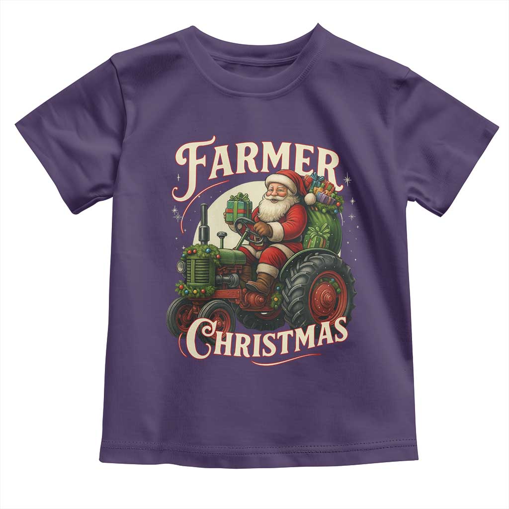Funny Farmer Christmas Xmas Santa Farm Tractor Toddler T Shirt TS11 Purple Print Your Wear