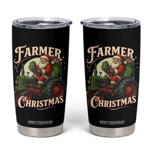 Funny Farmer Christmas Xmas Santa Farm Tractor Tumbler Cup TS11 Black Print Your Wear