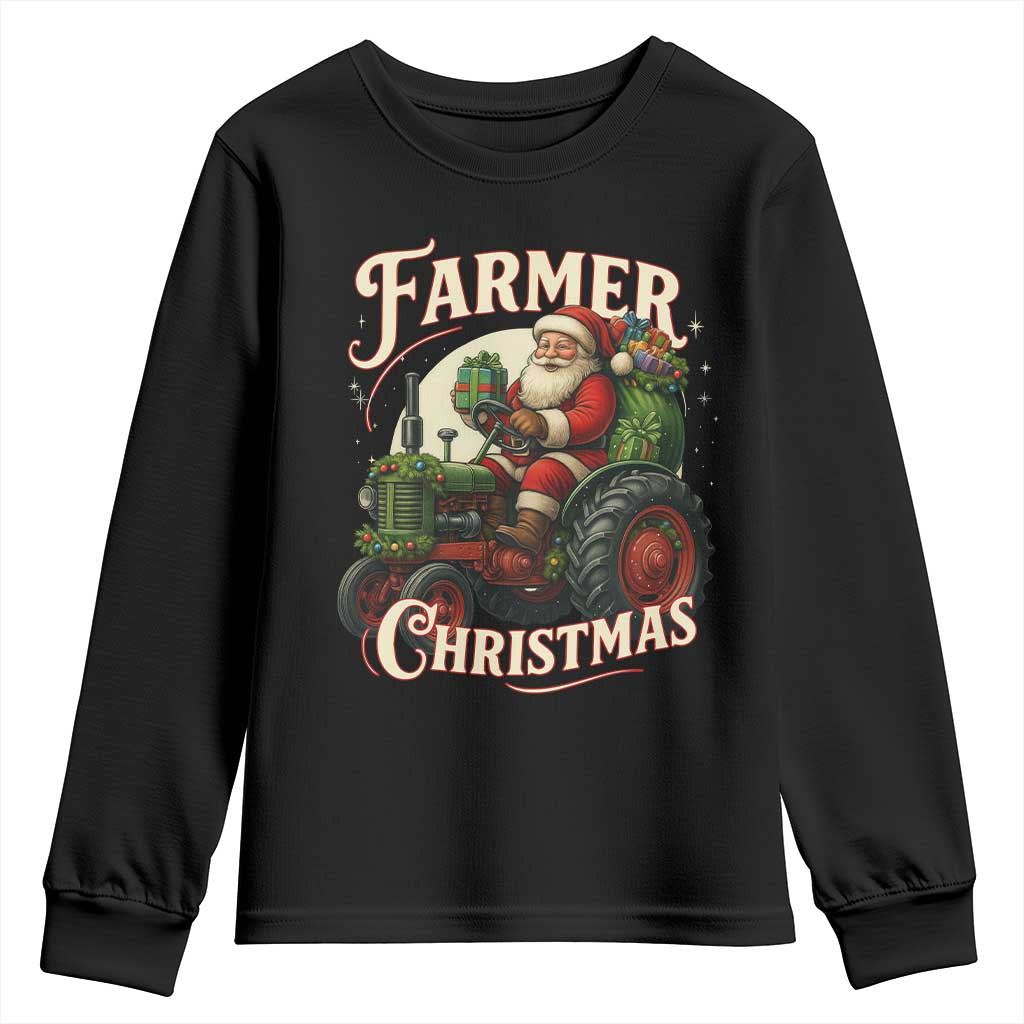 Funny Farmer Christmas Xmas Santa Farm Tractor Youth Sweatshirt TS11 Black Print Your Wear