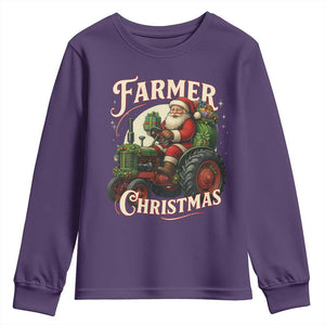 Funny Farmer Christmas Xmas Santa Farm Tractor Youth Sweatshirt TS11 Purple Print Your Wear