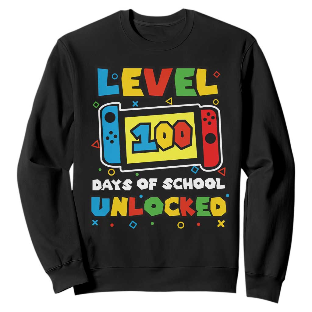 Level 100 Days Of School Unlocked Sweatshirt Happy 100TH Days Of School Gaming TS11 Black Print Your Wear