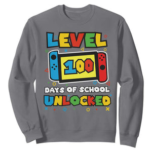 Level 100 Days Of School Unlocked Sweatshirt Happy 100TH Days Of School Gaming TS11 Charcoal Print Your Wear