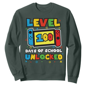 Level 100 Days Of School Unlocked Sweatshirt Happy 100TH Days Of School Gaming TS11 Dark Forest Green Print Your Wear