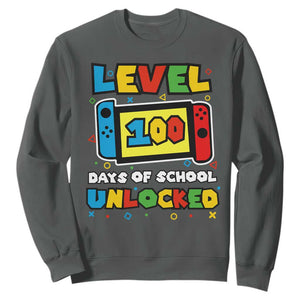 Level 100 Days Of School Unlocked Sweatshirt Happy 100TH Days Of School Gaming TS11 Dark Heather Print Your Wear