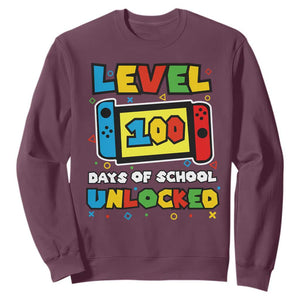 Level 100 Days Of School Unlocked Sweatshirt Happy 100TH Days Of School Gaming TS11 Maroon Print Your Wear