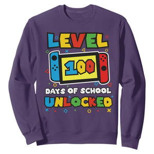 Level 100 Days Of School Unlocked Sweatshirt Happy 100TH Days Of School Gaming TS11 Purple Print Your Wear