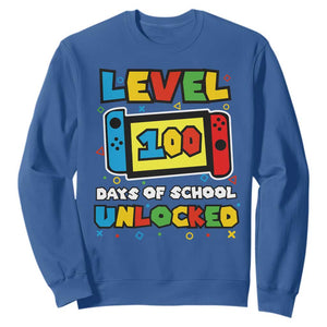 Level 100 Days Of School Unlocked Sweatshirt Happy 100TH Days Of School Gaming TS11 Royal Blue Print Your Wear