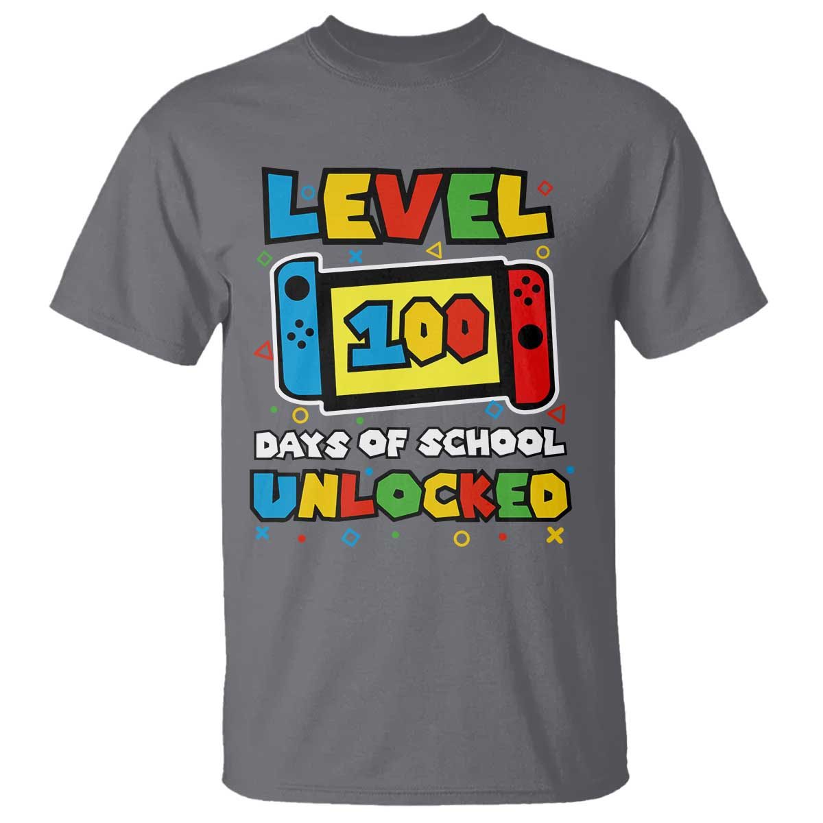 Level 100 Days Of School Unlocked T Shirt Happy 100TH Days Of School Gaming TS11 Charcoal Print Your Wear