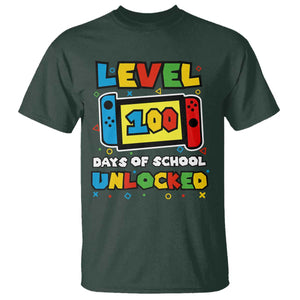 Level 100 Days Of School Unlocked T Shirt Happy 100TH Days Of School Gaming TS11 Dark Forest Green Print Your Wear