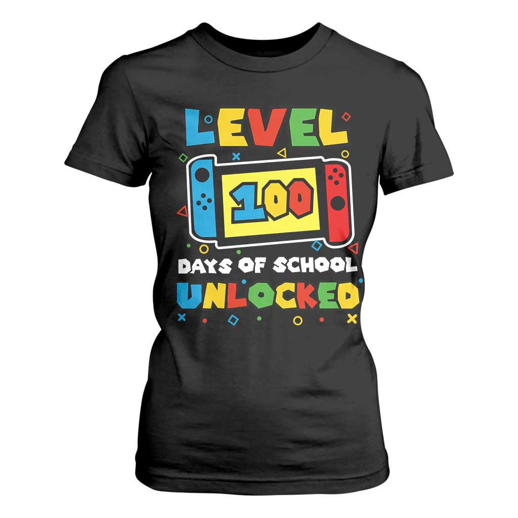 Level 100 Days Of School Unlocked T Shirt For Women Happy 100TH Days Of School Gaming TS11 Black Print Your Wear
