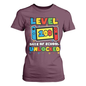 Level 100 Days Of School Unlocked T Shirt For Women Happy 100TH Days Of School Gaming TS11 Maroon Print Your Wear