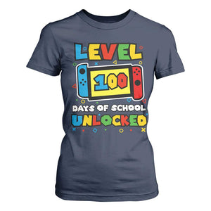 Level 100 Days Of School Unlocked T Shirt For Women Happy 100TH Days Of School Gaming TS11 Navy Print Your Wear