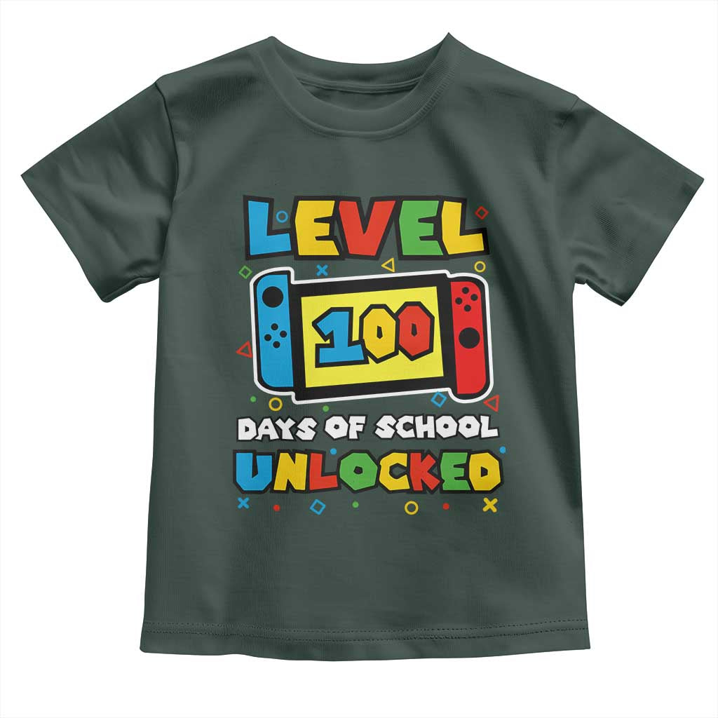 Level 100 Days Of School Unlocked Toddler T Shirt Happy 100TH Days Of School Gaming TS11 Dark Forest Green Print Your Wear