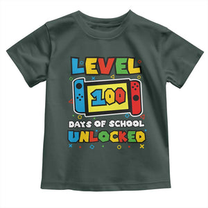 Level 100 Days Of School Unlocked Toddler T Shirt Happy 100TH Days Of School Gaming TS11 Dark Forest Green Print Your Wear