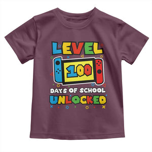 Level 100 Days Of School Unlocked Toddler T Shirt Happy 100TH Days Of School Gaming TS11 Maroon Print Your Wear