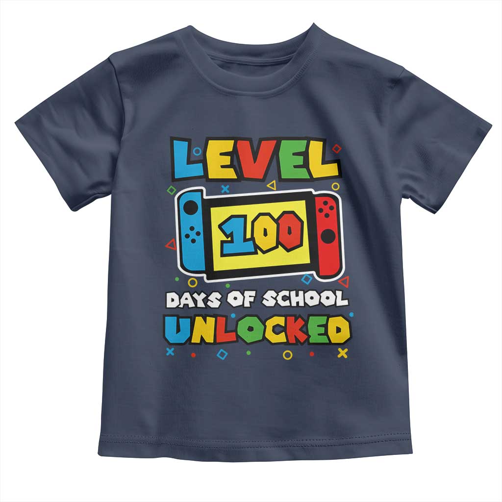 Level 100 Days Of School Unlocked Toddler T Shirt Happy 100TH Days Of School Gaming TS11 Navy Print Your Wear