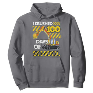 I Crushed 100 Days Of School Hoodie Construction Vehicle Excavators TS11 Charcoal Print Your Wear