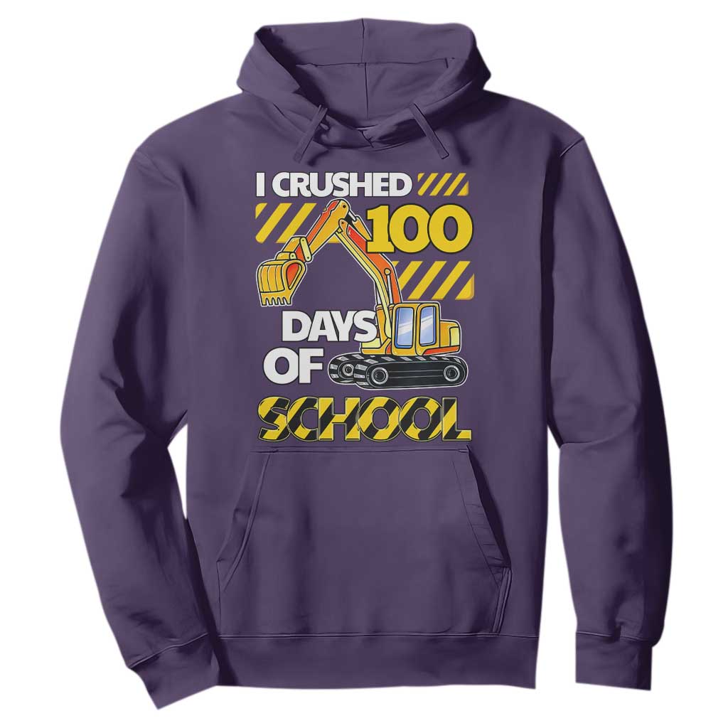 I Crushed 100 Days Of School Hoodie Construction Vehicle Excavators TS11 Purple Print Your Wear