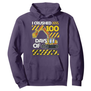 I Crushed 100 Days Of School Hoodie Construction Vehicle Excavators TS11 Purple Print Your Wear