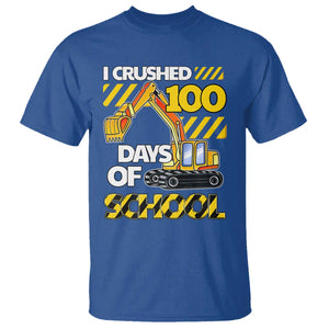 I Crushed 100 Days Of School T Shirt Construction Vehicle Excavators TS11 Royal Blue Print Your Wear