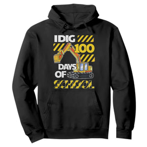 I Dig 100 Days Of School Hoodie Construction Vehicle Excavators TS11 Black Print Your Wear