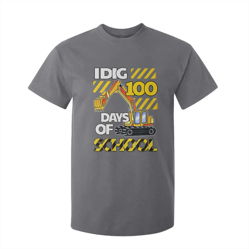 I Dig 100 Days Of School T Shirt For Kid Construction Vehicle Excavators TS11 Charcoal Print Your Wear