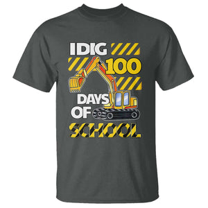I Dig 100 Days Of School T Shirt Construction Vehicle Excavators TS11 Dark Heather Print Your Wear