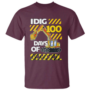 I Dig 100 Days Of School T Shirt Construction Vehicle Excavators TS11 Maroon Print Your Wear