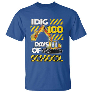 I Dig 100 Days Of School T Shirt Construction Vehicle Excavators TS11 Royal Blue Print Your Wear