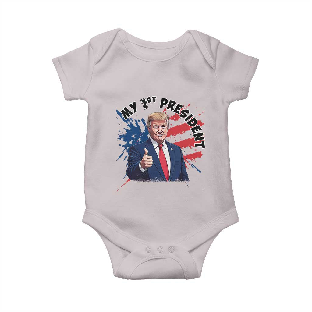 Funny My First President Trump Baby Onesie American Flag TS11 Ice Gray Print Your Wear