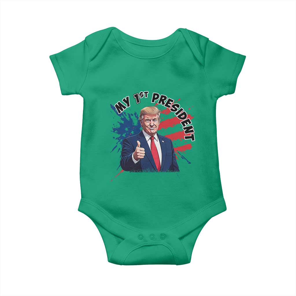 Funny My First President Trump Baby Onesie American Flag TS11 Irish Green Print Your Wear