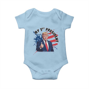 Funny My First President Trump Baby Onesie American Flag TS11 Light Blue Print Your Wear