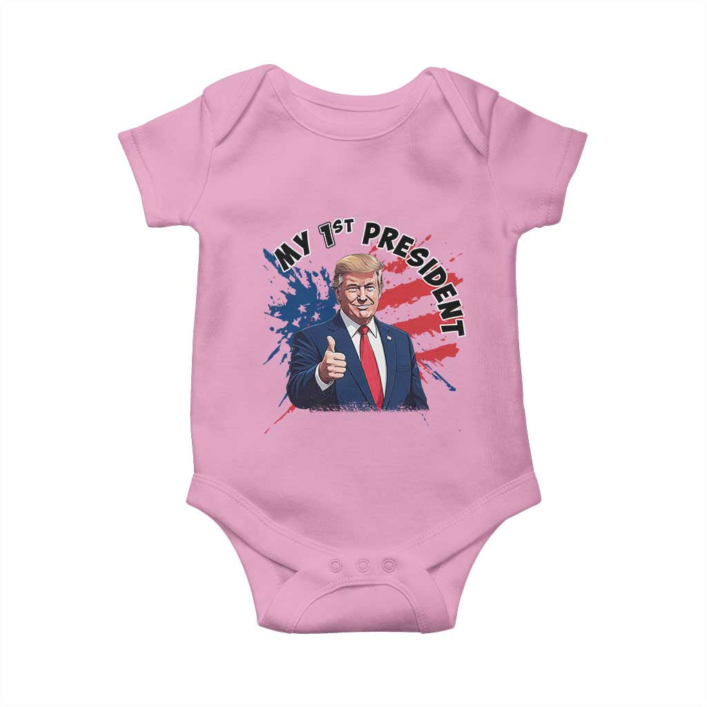 Funny My First President Trump Baby Onesie American Flag TS11 Light Pink Print Your Wear