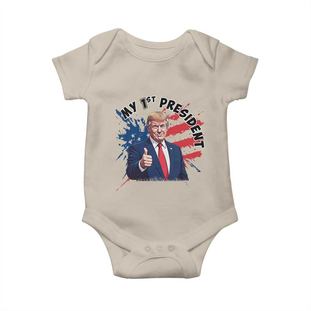 Funny My First President Trump Baby Onesie American Flag TS11 Sand Print Your Wear